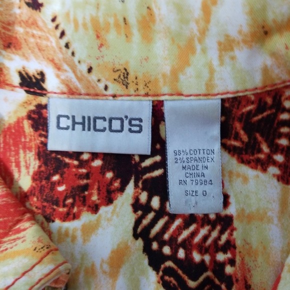 Chico's Yellow & Orange Floral Zip Up Crop Jacket Size 0 (XS) 81320-0463 - Picture 2 of 4